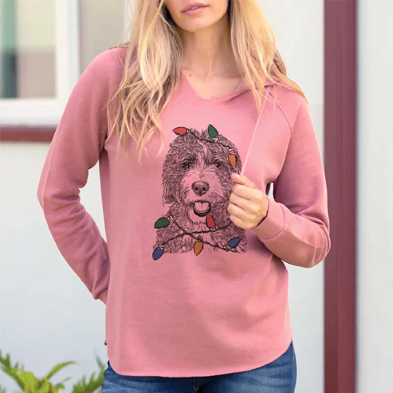 Christmas Lights Bash the Bernedoodle - Cali Wave Hooded Sweatshirt Hoodie with High-Low Hem Asymmetrical Trendy Christmas Lights Bash the Bernedoodle - Cali Wave Hooded Sweatshirt Hoodie with High-Low Hem Asymmetrical Trendy