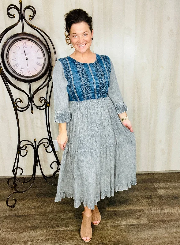Denim Fusion Dress Tunics Luxurious premium