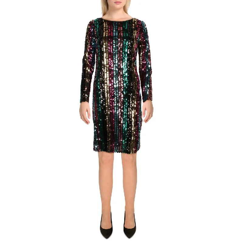 Womens Sequined Above Knee Cocktail And Party Dress Tunics Leisure comfortable