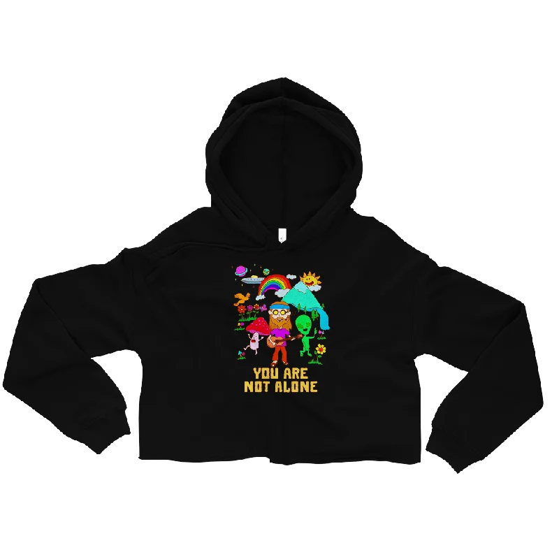 You Are Not Alone Graphic Crop Hoodie Hoodie with Hem Detail Decorative Unique