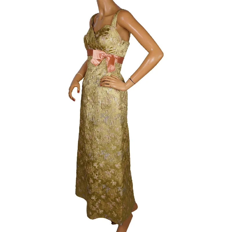 Vintage 1960s Evening Gown Gold Lame Brocade Switzerland Long Dress Size 10 M Tunics Polka dots Vintage 1960s Evening Gown Gold Lame Brocade Switzerland Long Dress Size 10 M Tunics Polka dots