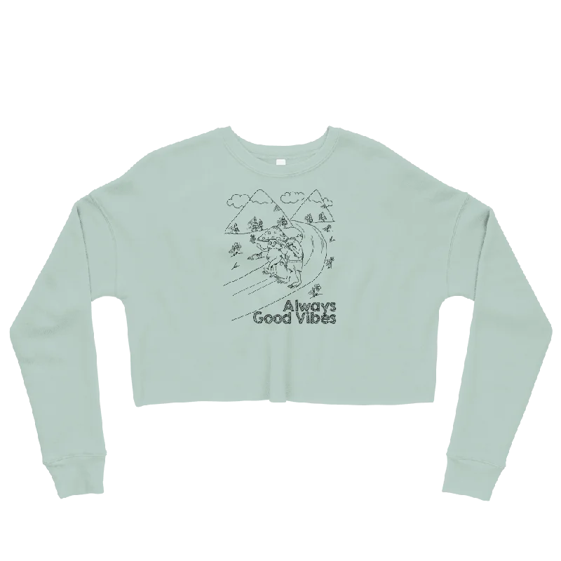 Always Good Vibes Graphic Crop Sweatshirt Hoodie with Crew Neck Simple Timeless