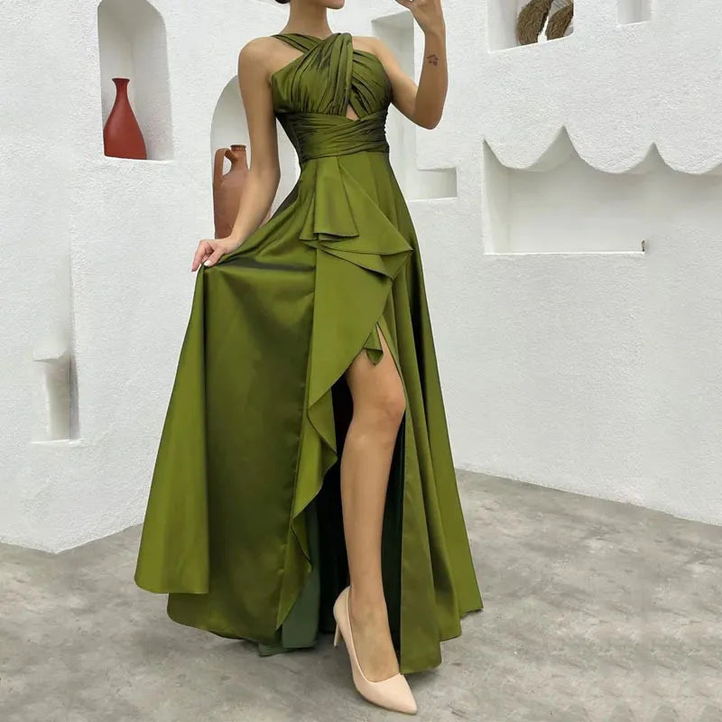Advbridge Summer Sexy Cross Halter Split Solid Party Dress Fashion Irregular Formal Dresses Women Elegant French Pleated Evening Dress Peplum Ruffle Cocktail Advbridge Summer Sexy Cross Halter Split Solid Party Dress Fashion Irregular Formal Dresses Women Elegant French Pleated Evening Dress Peplum Ruffle Cocktail