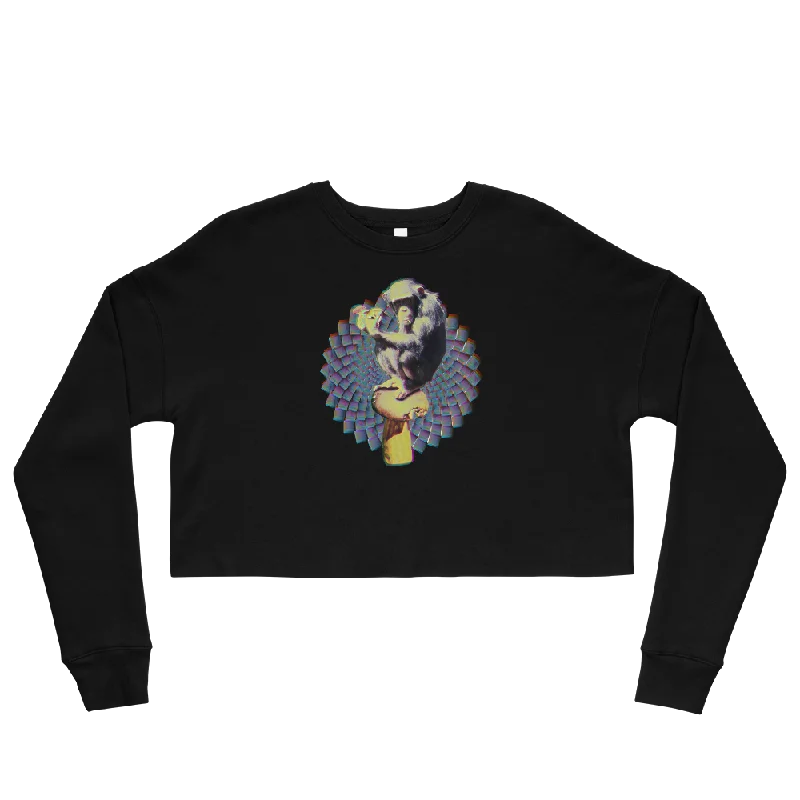 Psi~ Ape Graphic Crop Sweatshirt Hoodie with Magnetic Closure Innovative Modern