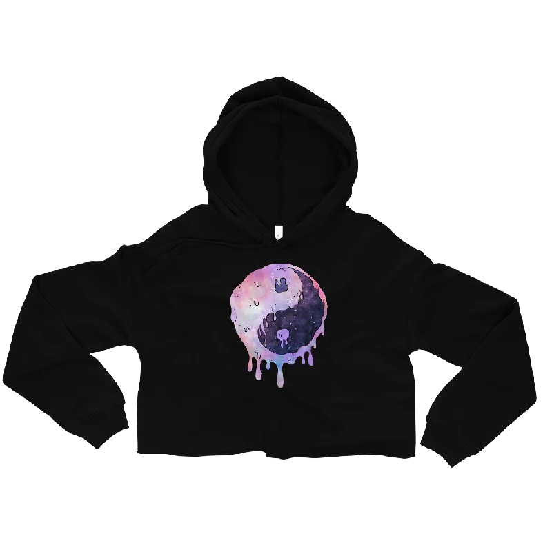 Yinyang Melting Graphic Crop Hoodie Hoodie with Gradient Ombre Colorful