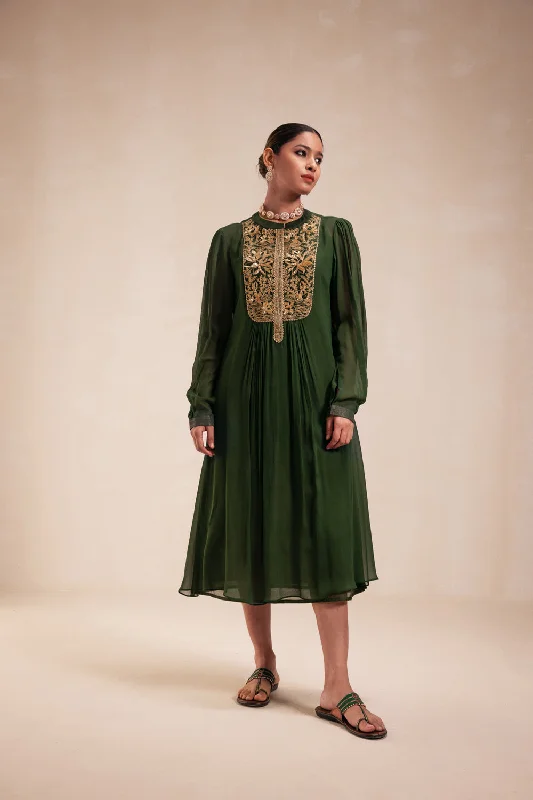 Green Georgette Dress(2) Tunics Travel practical