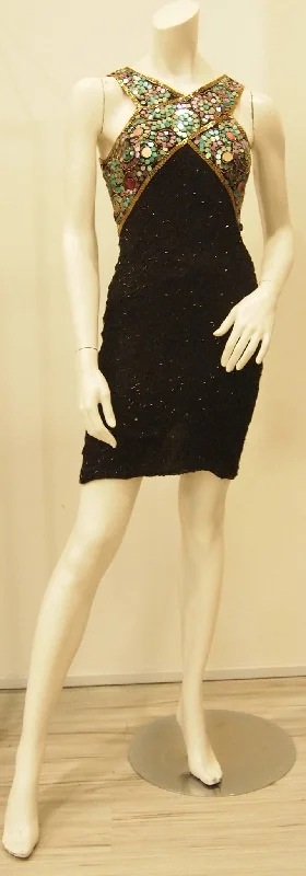 Showstopper Sequinned Black Vintage Dress Tunics Fashionable chic