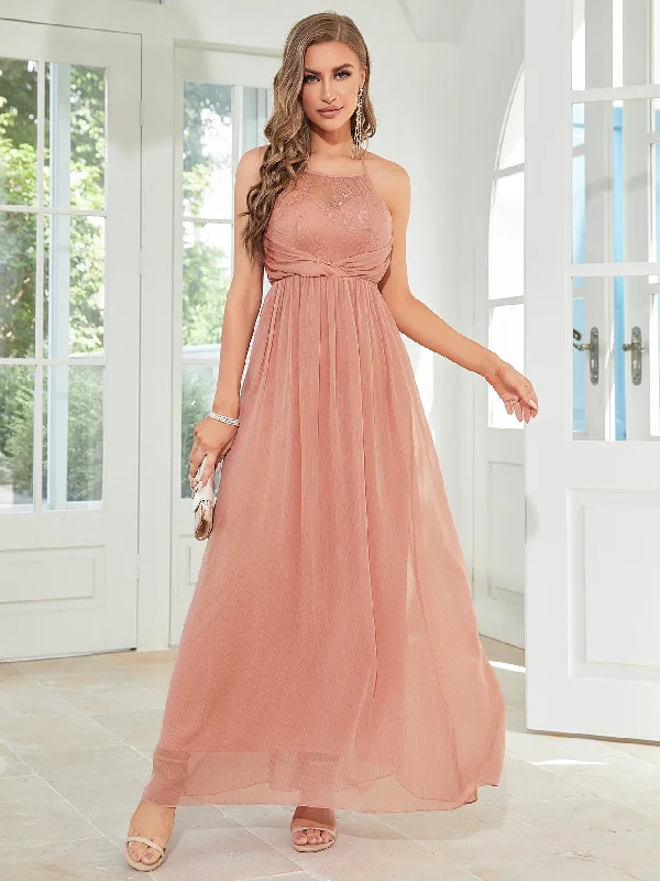 Pink Contrast Lace Tie Back Party Dress Tunics Canvas sturdy