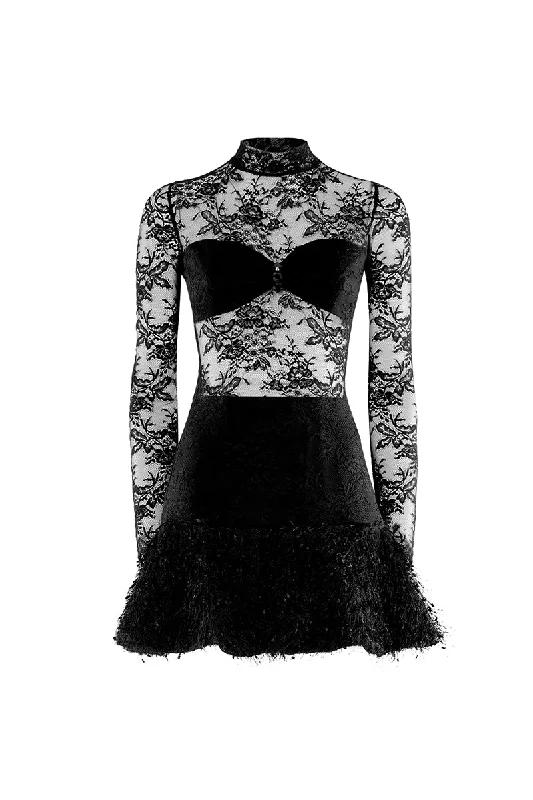 LACE EMBELLISHED COCKTAIL DRESS Tunics Plaid country