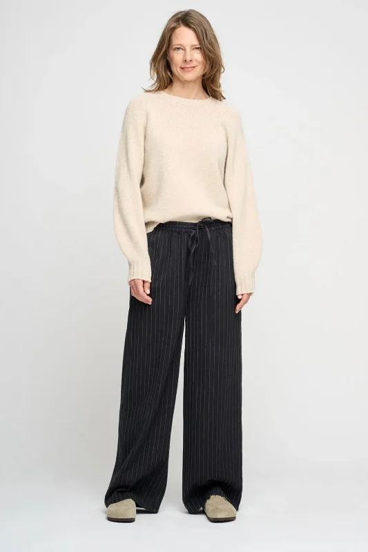 Moshi Moshi Mind Slow Pants Stripe Elegant Wool Trousers