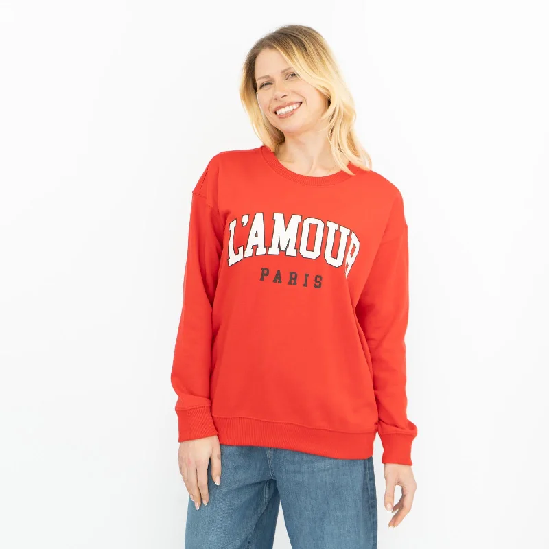 New Look Womens Red Sweatshirt Hoodie with Belted Waist Structured Tailored