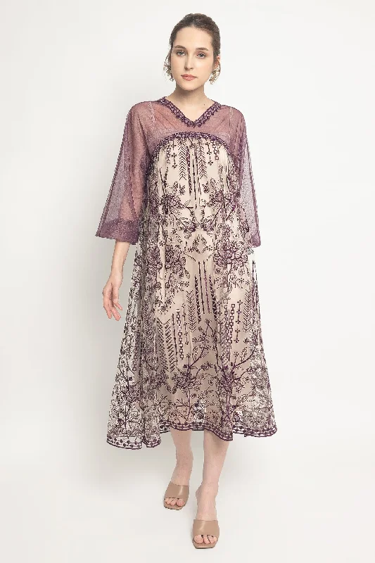 Monet Dress in Grape Tunics Practical easy-care