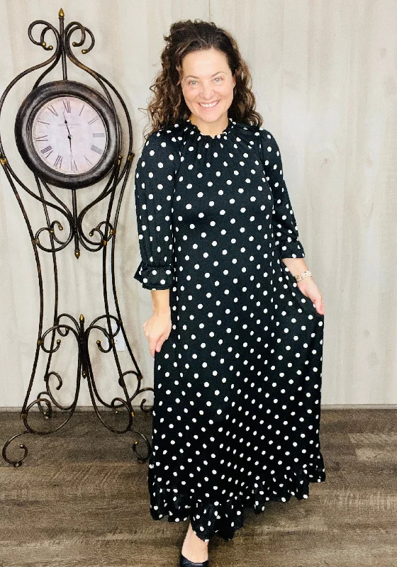 Style & Comfort Dress- Black Polkadot Tunics Formal black