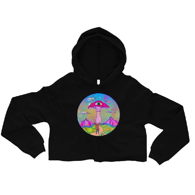 Happy Place Graphic Crop Hoodie Hoodie with High-Low Hem Asymmetrical Trendy
