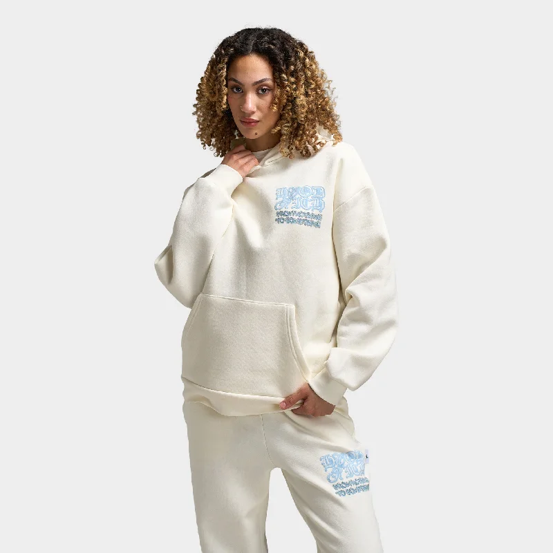 Hoodrich Women's Jewel Oversized Hoodie Blanc De Blanc / Clear Sky Hoodie with Hem Raw Edge Edgy Unfinished Hoodrich Women's Jewel Oversized Hoodie Blanc De Blanc / Clear Sky Hoodie with Hem Raw Edge Edgy Unfinished