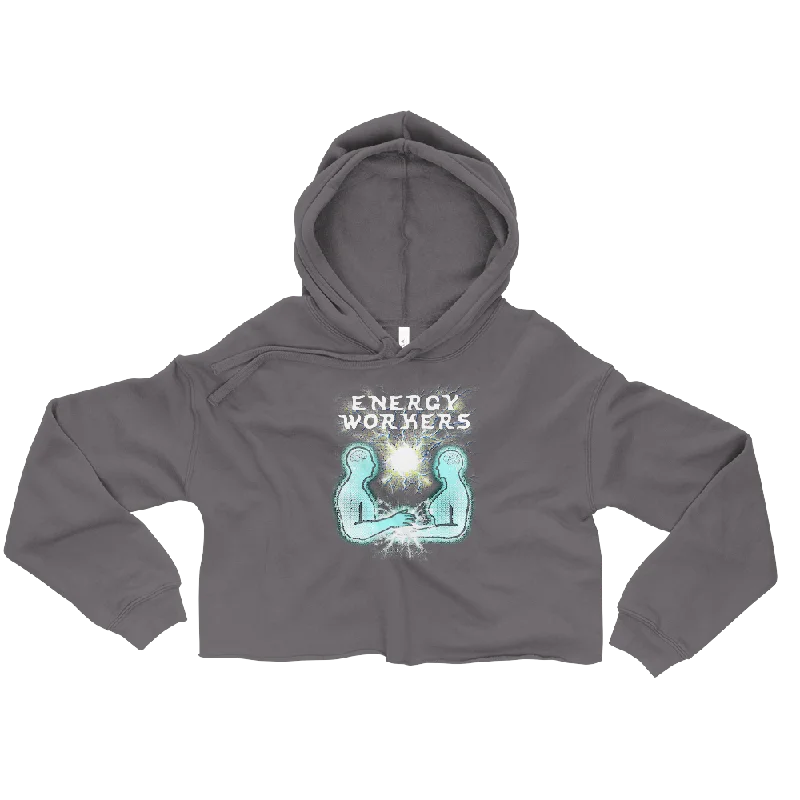 Energy Workers Graphic Crop Hoodie Hoodie with Contrast Stitching Detailed Premium