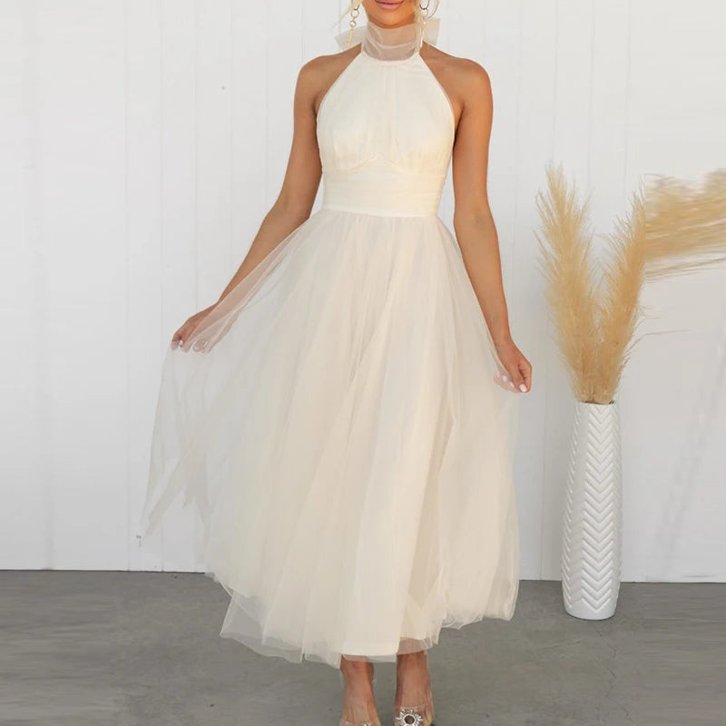 Advbridge Women Sexy Sleeveless Solid Long Dress Fashion High Collar Halter Big Hem Party Dress Summer Elegant High Waist Princess Dress Tunics Polka dots Advbridge Women Sexy Sleeveless Solid Long Dress Fashion High Collar Halter Big Hem Party Dress Summer Elegant High Waist Princess Dress Tunics Polka dots