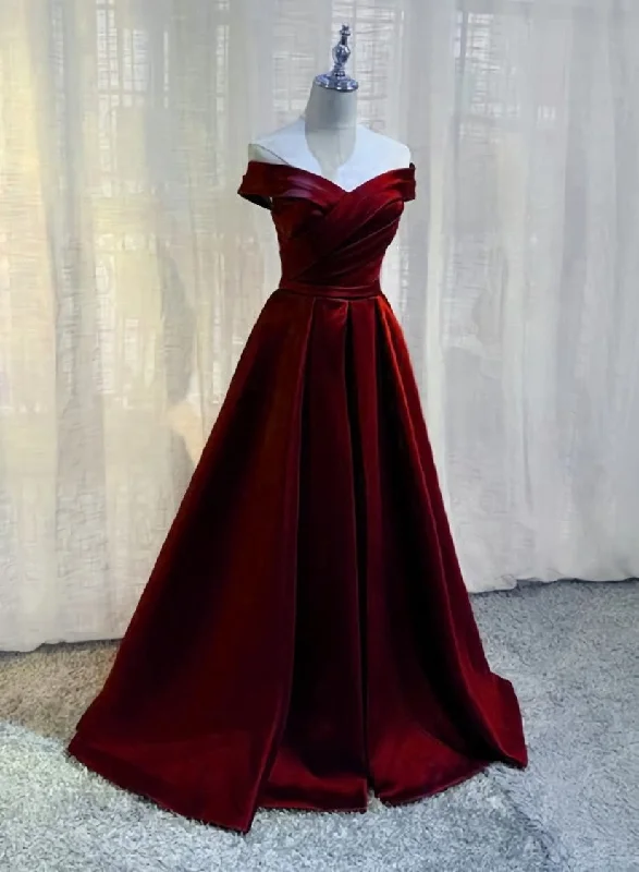 Burgundy A-line Floor Length Satin Prom Dress Party Dress, Wine Red Long Formal Dress Tunics Party sparkling Burgundy A-line Floor Length Satin Prom Dress Party Dress, Wine Red Long Formal Dress Tunics Party sparkling