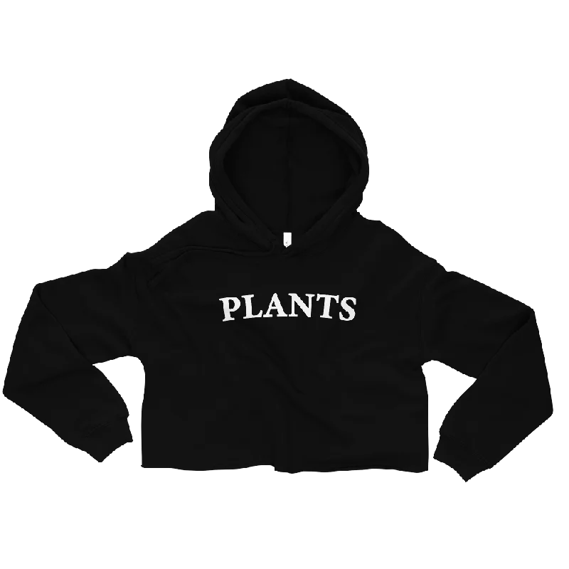 Plants Graphic Crop Hoodie Hoodie with Exposed Zipper Edgy Industrial