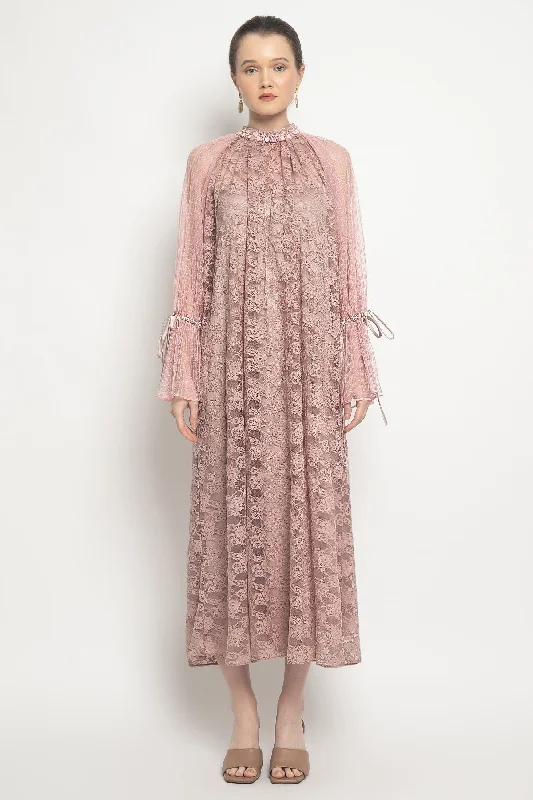 Bilqees Dress in Dusty Pink Boat Neckline Classic