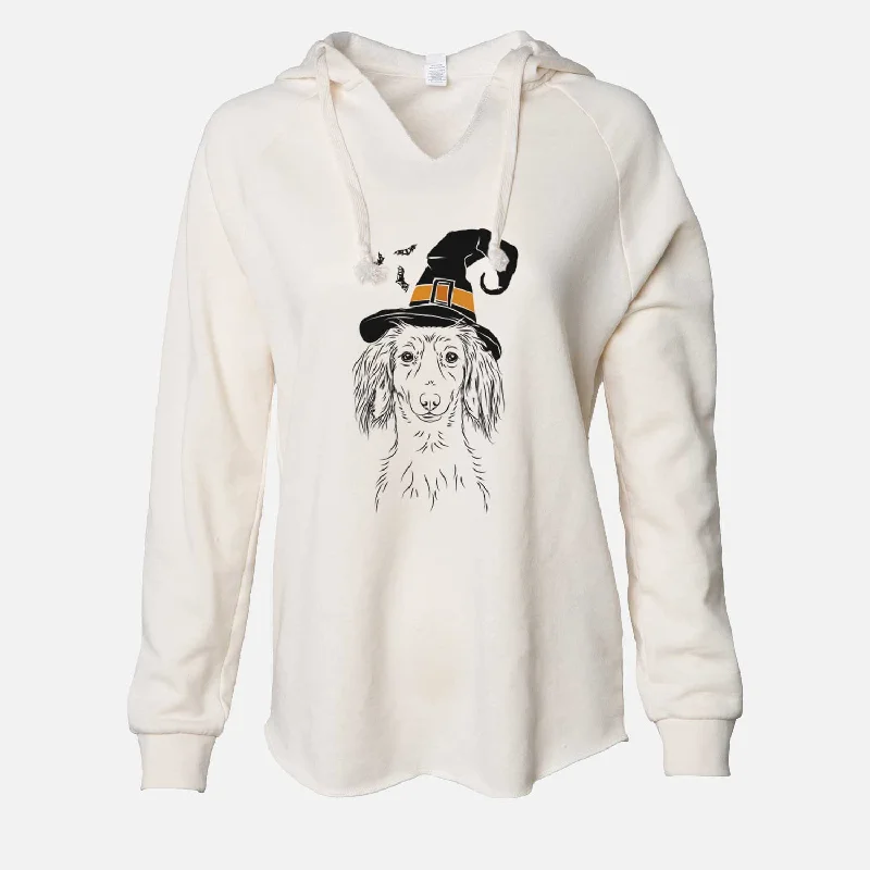 Witch Roux the Long Haired Dachshund - Cali Wave Hooded Sweatshirt Hoodie with Strings Custom Fit Adjustable Witch Roux the Long Haired Dachshund - Cali Wave Hooded Sweatshirt Hoodie with Strings Custom Fit Adjustable