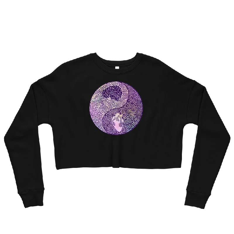 Balance Graphic Crop  Sweatshirt Cotton Hoodie Fleece Lining Warmth