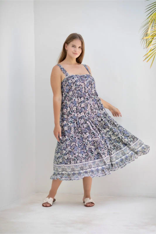 Ivy Dress - Shello Grey Print Tunics Long Elegant