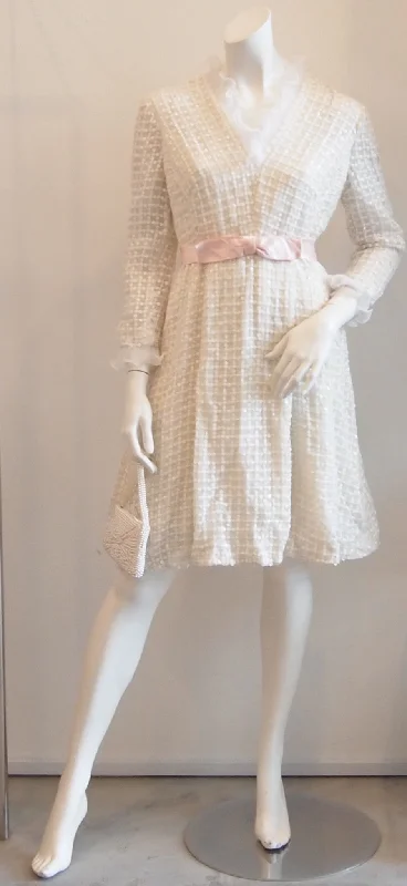 IVORY SEQUINS & FRILLS VINTAGE COCKTAIL DRESS Tunics Stylish elegant