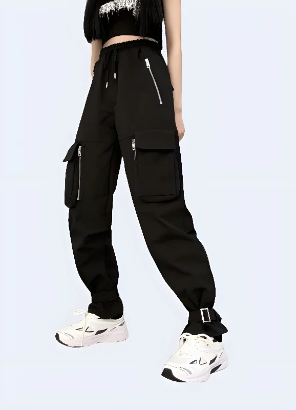 Women's Cargo Pants With Zipper Pockets Soft Stretch Leggings
