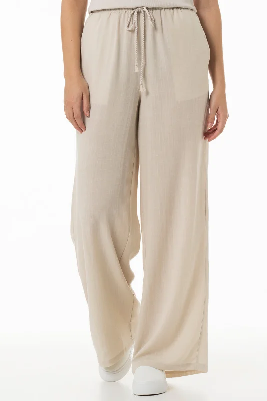Wide Leg Pants _ 150066 _ Beige Cozy Fitted Pants