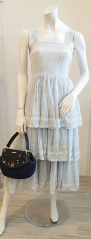 The Sky is Blue Broderie Anglaise Lace Dress Tunics Denim casual