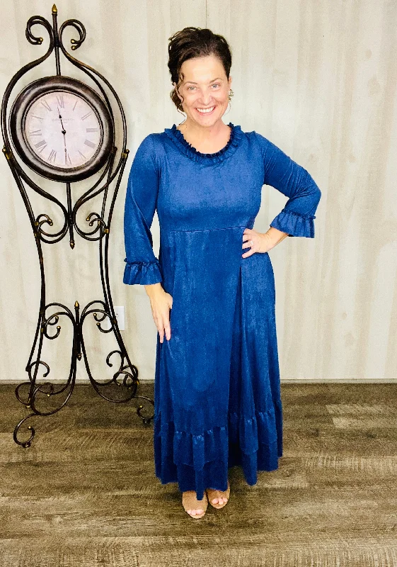Ginger Suede Ruffle Dress- Navy Tunics Essential wardrobe