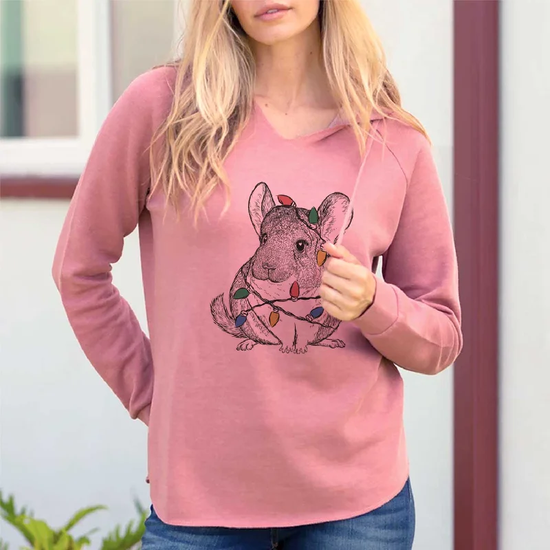 Christmas Lights Cheddar the Chinchilla - Cali Wave Hooded Sweatshirt Hoodie with Snap Buttons Easy Quick Christmas Lights Cheddar the Chinchilla - Cali Wave Hooded Sweatshirt Hoodie with Snap Buttons Easy Quick