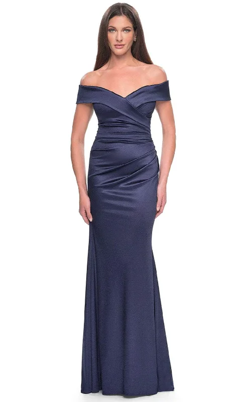 La Femme 31621SC - Off Shoulder Wrap Style Evening Dress Tunics Prom sequined