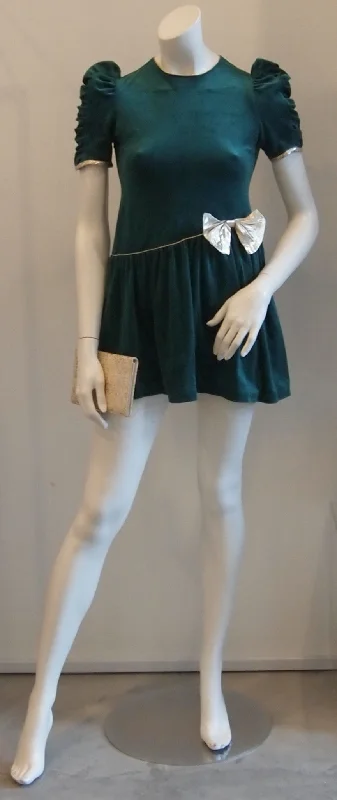 CHARMING IN EMERALD GREEN VINTAGE VELVET DRESS Tunics Custom made