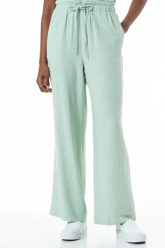 Elasticated Linen Pants _ 152036 _ Sage Chic Checkered Pants