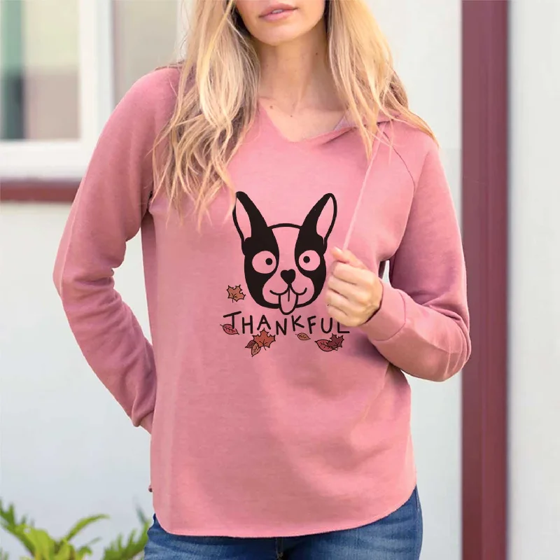 Thankful Boston Terrier - Cali Wave Hooded Sweatshirt Hoodie Jacket Zipper Layering