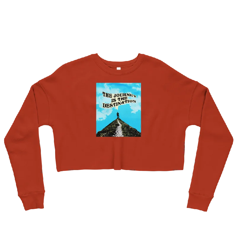 The Journey Is The Destination Graphic Crop Sweatshirt Hoodie with Sequins Glamorous Eye-catching