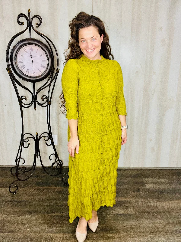 Jaqueline Vintage Dress- Textured Pistachio Tunics Sophisticated sleek