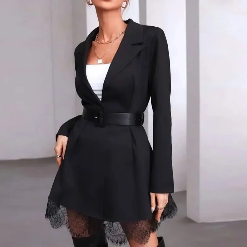 Advbridge Women Sexy Lapel V-neck Solid Mini Dress Fashion Slim Commuter Party Dress Elegant Lace Patchwork Long Sleeve Blazer Dresses Tunics stripes playful Advbridge Women Sexy Lapel V-neck Solid Mini Dress Fashion Slim Commuter Party Dress Elegant Lace Patchwork Long Sleeve Blazer Dresses Tunics stripes playful