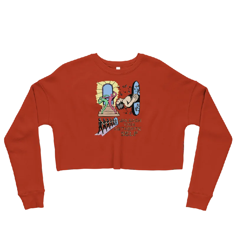 Unleash Your Authentic Self Graphic Crop Sweatshirt Hoodie with Bell Sleeves Flared Feminine Unleash Your Authentic Self Graphic Crop Sweatshirt Hoodie with Bell Sleeves Flared Feminine