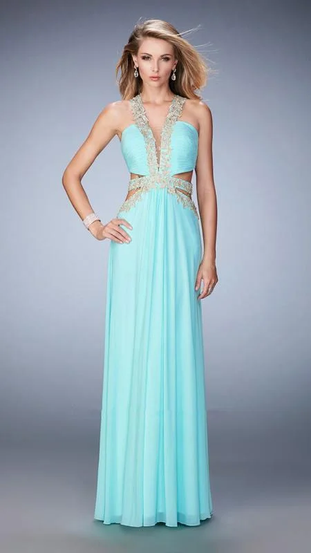 La Femme - Embroidery Embellished Plunging V Neck Prom Dress 22252 Tunics Denim casual La Femme - Embroidery Embellished Plunging V Neck Prom Dress 22252 Tunics Denim casual