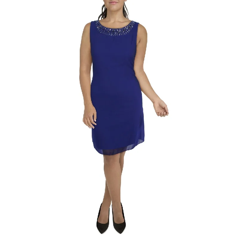 Womens Embellished Sleeveless Cocktail And Party Dress Tunics Fleece cozy
