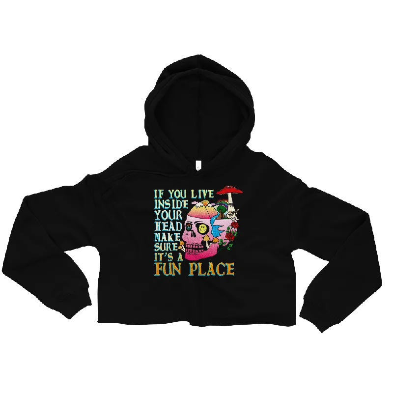If You Live Inside Your Head Graphic Crop Hoodie Hoodie with Rolled Sleeves Casual Relaxed If You Live Inside Your Head Graphic Crop Hoodie Hoodie with Rolled Sleeves Casual Relaxed