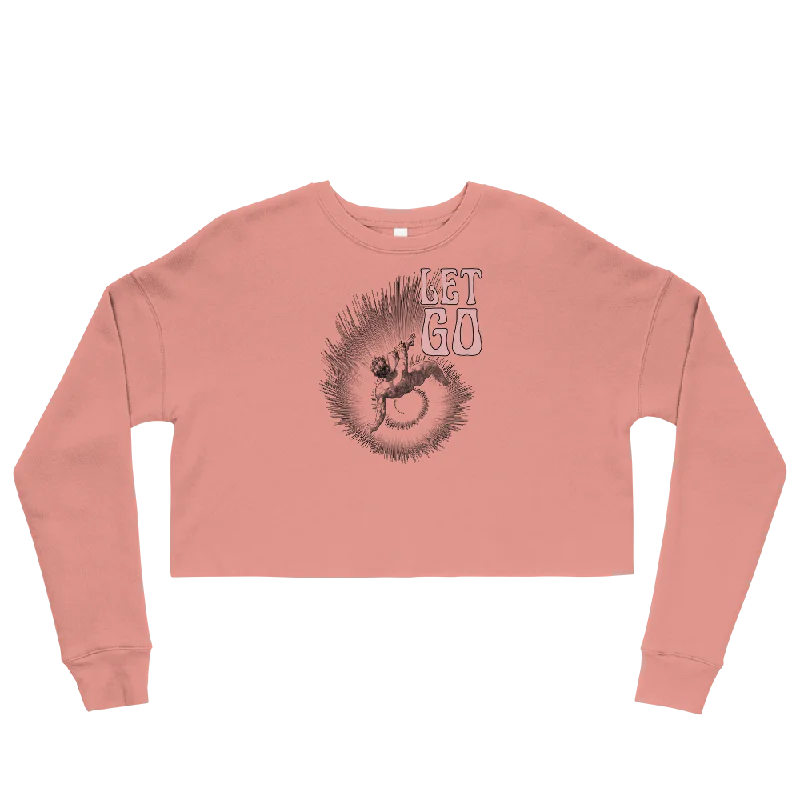 Let Go Graphic Crop Sweatshirt Hoodie with Ribbed Hem Stretchable Secure