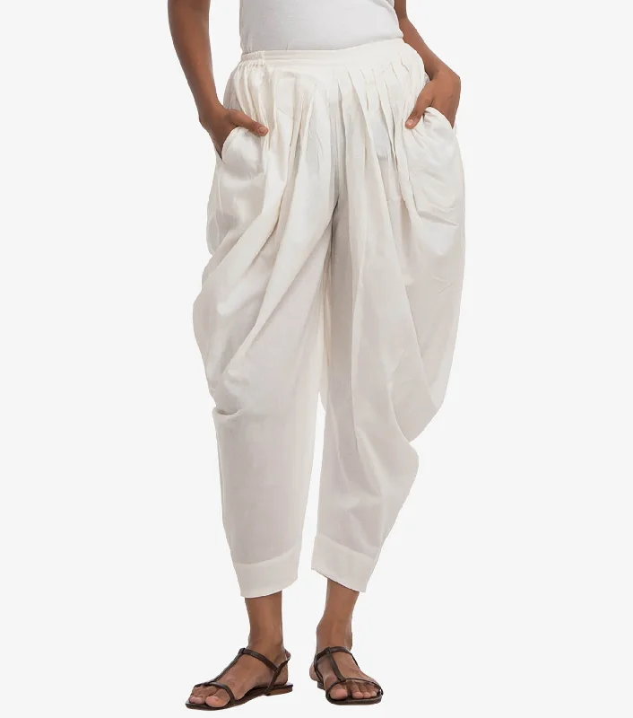 White cotton dhoti pant Casual Drawstring Pants