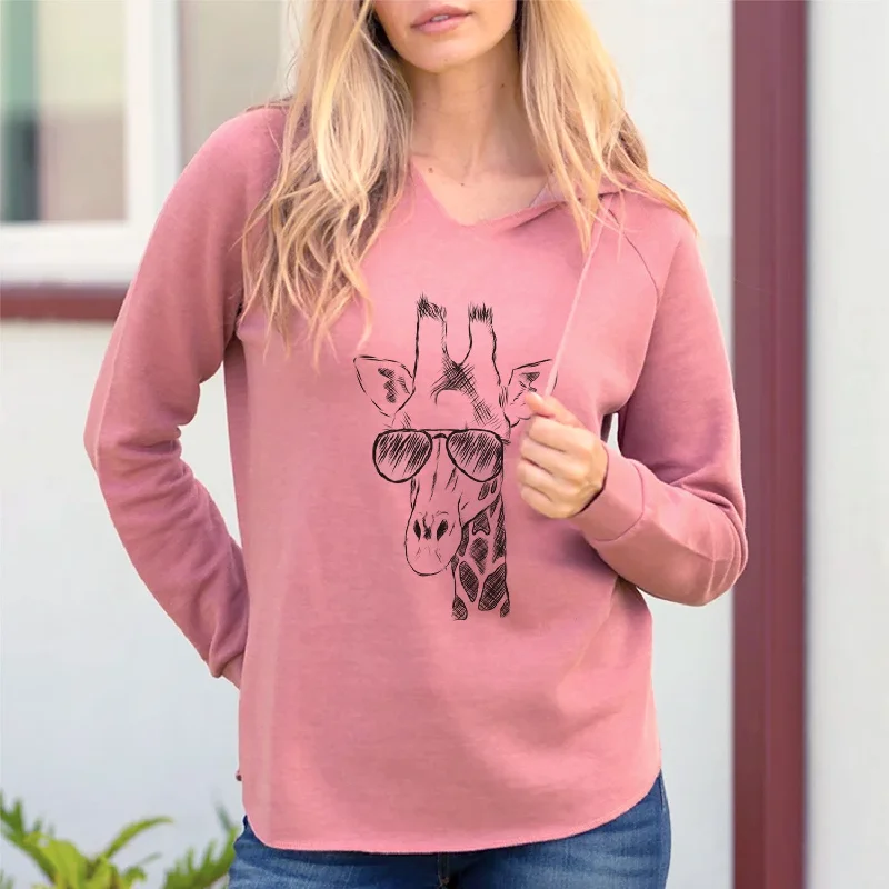 Aviator Geoffrey the Giraffe - Cali Wave Hooded Sweatshirt Hoodie with Bell Sleeves Flared Feminine Aviator Geoffrey the Giraffe - Cali Wave Hooded Sweatshirt Hoodie with Bell Sleeves Flared Feminine