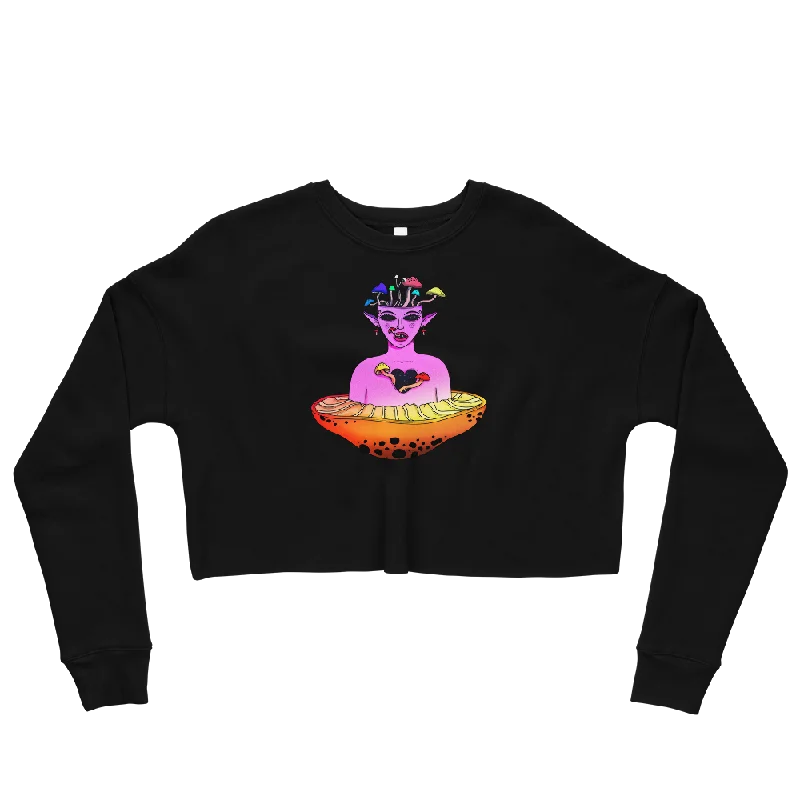 Mushroom Elf Graphic Crop Sweatshirt Hoodie with Elastic Waist Stretchable Comfortable Mushroom Elf Graphic Crop Sweatshirt Hoodie with Elastic Waist Stretchable Comfortable