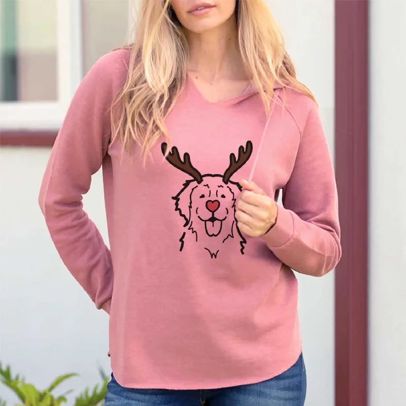Red Nose Golden Retriever - Cali Wave Hooded Sweatshirt Hoodie with Hem Drawcord Adjustable Customizable