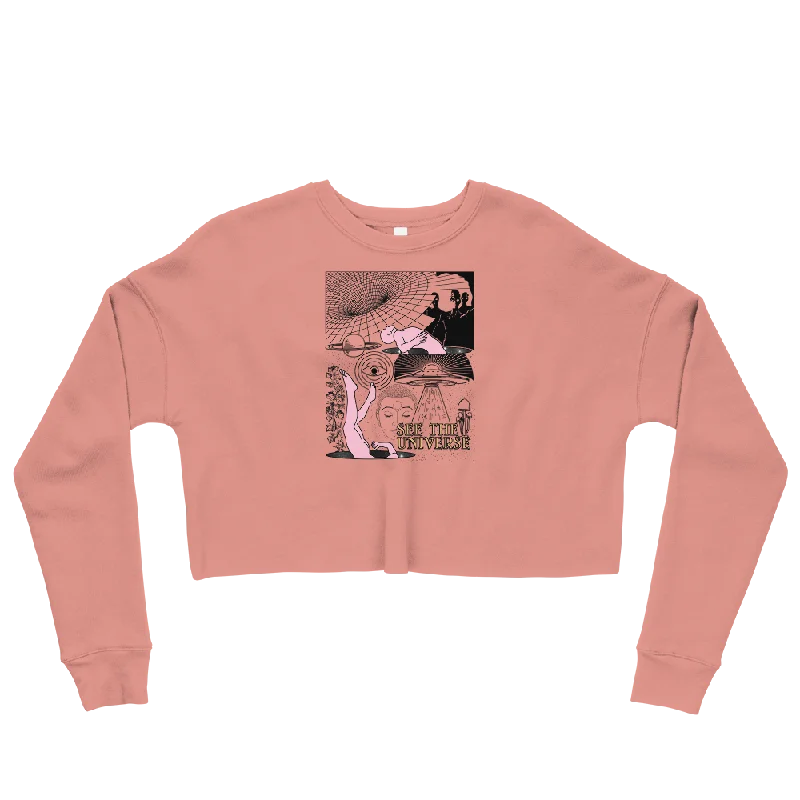 See The Universe Graphic Crop Sweatshirt Hoodie with Raglan Sleeves Sporty Comfortable See The Universe Graphic Crop Sweatshirt Hoodie with Raglan Sleeves Sporty Comfortable